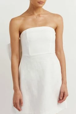 Best Sale ๐ DISSH Boutiques ๐ DRESSES AISLE WHITE LINEN BACK BOW ๐ DRESS ๐งจ 16 DISSH Boutiques DRESSES AISLE WHITE LINEN BACK BOW DRESS