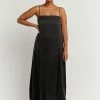 DISSH Boutiques EVANS BLACK SILK SLIP MIDI DRESS
