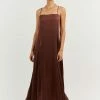 DISSH Boutiques EVANS MAHOGANY SILK SLIP MIDI DRESS THE BUMP FRIENDLY EDIT
