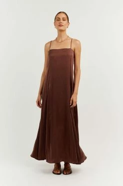 DISSH Boutiques EVANS MAHOGANY SILK SLIP MIDI DRESS THE BUMP FRIENDLY EDIT