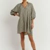 DISSH Boutiques MARLOW BEIGE GEO SMOCK DRESS