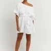 DISSH Boutiques THE BUMP FRIENDLY EDIT PIP WHITE LINEN DRESS
