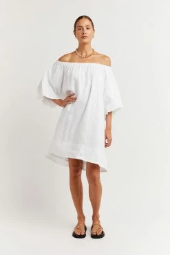 DISSH Boutiques THE BUMP FRIENDLY EDIT PIP WHITE LINEN DRESS