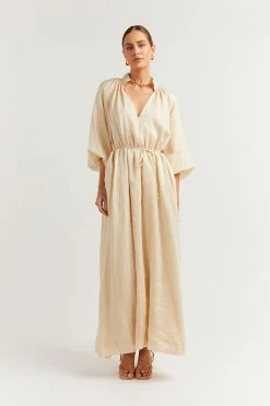 DISSH Boutiques EMPIRE BUTTER SMOCK MIDI DRESS THE BUMP FRIENDLY EDIT
