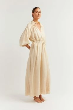 DISSH Boutiques EMPIRE BUTTER SMOCK MIDI DRESS THE BUMP FRIENDLY EDIT