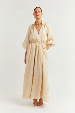 DISSH Boutiques EMPIRE BUTTER SMOCK MIDI DRESS THE BUMP FRIENDLY EDIT