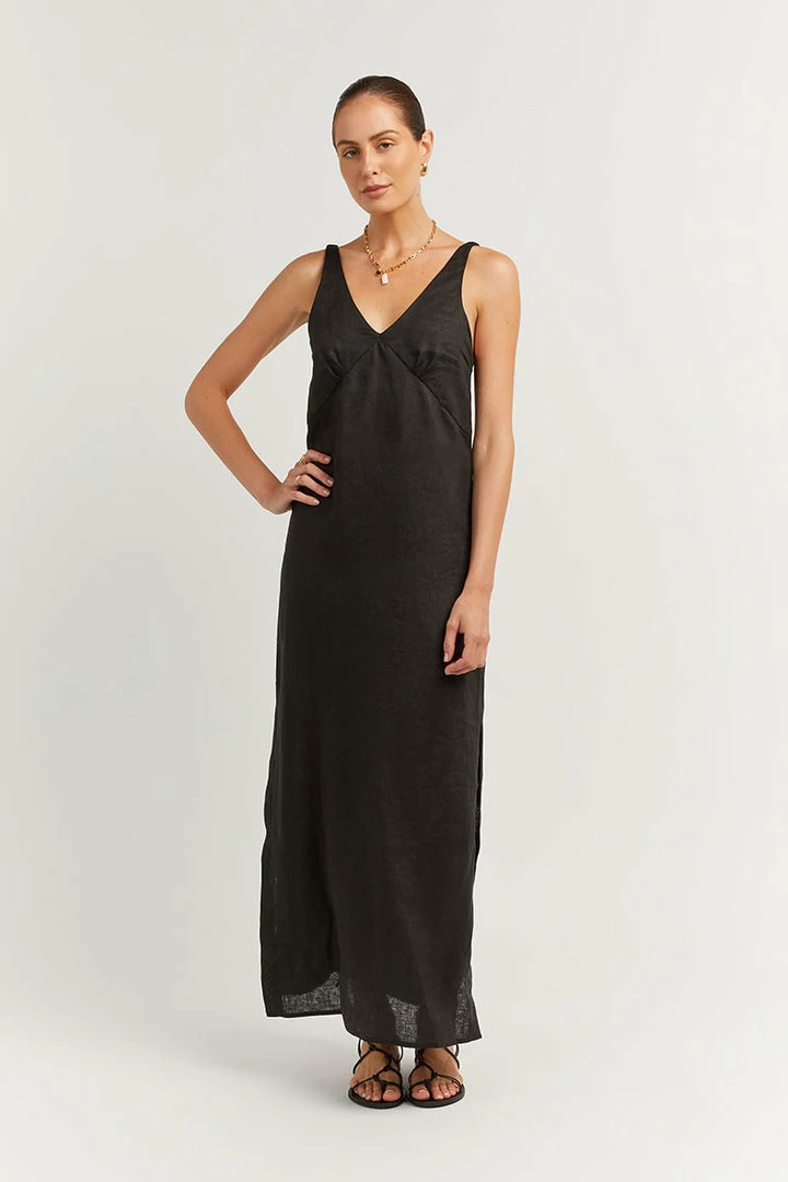 Buy โค๏ธ DISSH Boutiques TULLY BLACK LINEN MIDI ๐ DRESS ๐ 3 DISSH Boutiques TULLY BLACK LINEN MIDI DRESS