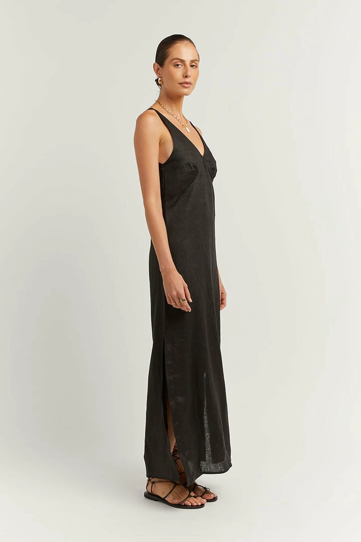 Buy โค๏ธ DISSH Boutiques TULLY BLACK LINEN MIDI ๐ DRESS ๐ 4 DISSH Boutiques TULLY BLACK LINEN MIDI DRESS