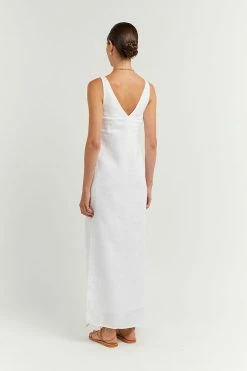 DISSH Boutiques TULLY WHITE LINEN MIDI DRESS CLOTHING