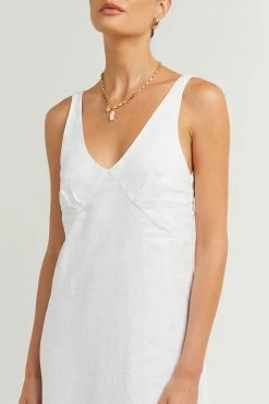 DISSH Boutiques TULLY WHITE LINEN MIDI DRESS CLOTHING
