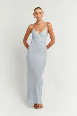 DISSH Boutiques PELLY BABY BLUE SLIP MIDI DRESS