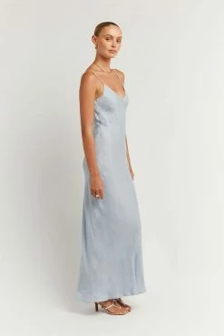 DISSH Boutiques PELLY BABY BLUE SLIP MIDI DRESS