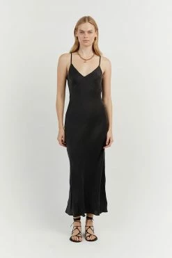 DISSH Boutiques CLOTHING EVANS BLACK SILK PANEL SLIP DRESS