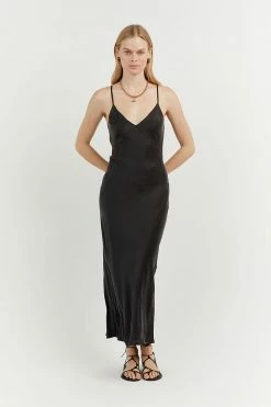 DISSH Boutiques CLOTHING EVANS BLACK SILK PANEL SLIP DRESS