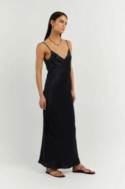 DISSH Boutiques CLOTHING EVANS NAVY SILK PANEL SLIP DRESS