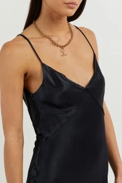 DISSH Boutiques CLOTHING EVANS NAVY SILK PANEL SLIP DRESS
