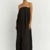 DISSH Boutiques CLOTHING POLLY BLACK STRAPLESS MIDI DRESS
