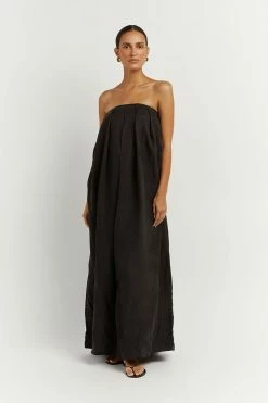 DISSH Boutiques CLOTHING POLLY BLACK STRAPLESS MIDI DRESS