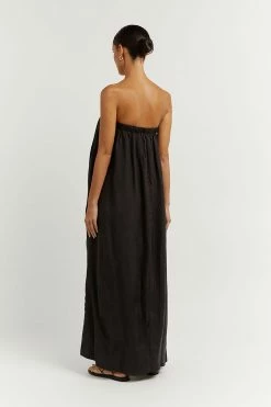 DISSH Boutiques CLOTHING POLLY BLACK STRAPLESS MIDI DRESS