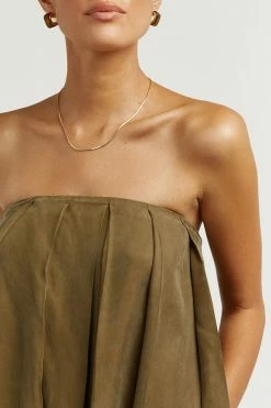 DISSH Boutiques POLLY OLIVE STRAPLESS MIDI DRESS