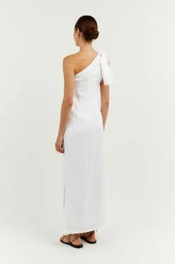 DISSH Boutiques CLOTHING MACCA WHITE LINEN MIDI DRESS