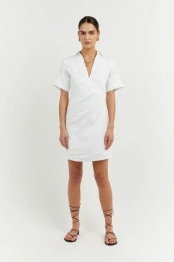 DISSH Boutiques BILLIE WHITE LINEN MINI DRESS CLOTHING