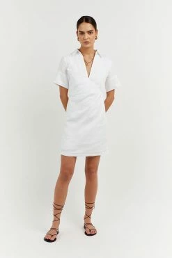 Budget โ๏ธ DISSH Boutiques BILLIE WHITE LINEN MINI ๐ DRESS CLOTHING ๐ 8 DISSH Boutiques BILLIE WHITE LINEN MINI DRESS CLOTHING