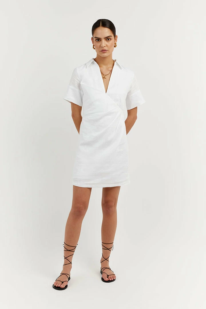 Budget โ๏ธ DISSH Boutiques BILLIE WHITE LINEN MINI ๐ DRESS CLOTHING ๐ 3 DISSH Boutiques BILLIE WHITE LINEN MINI DRESS CLOTHING