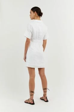 Budget โ๏ธ DISSH Boutiques BILLIE WHITE LINEN MINI ๐ DRESS CLOTHING ๐ 10 DISSH Boutiques BILLIE WHITE LINEN MINI DRESS CLOTHING
