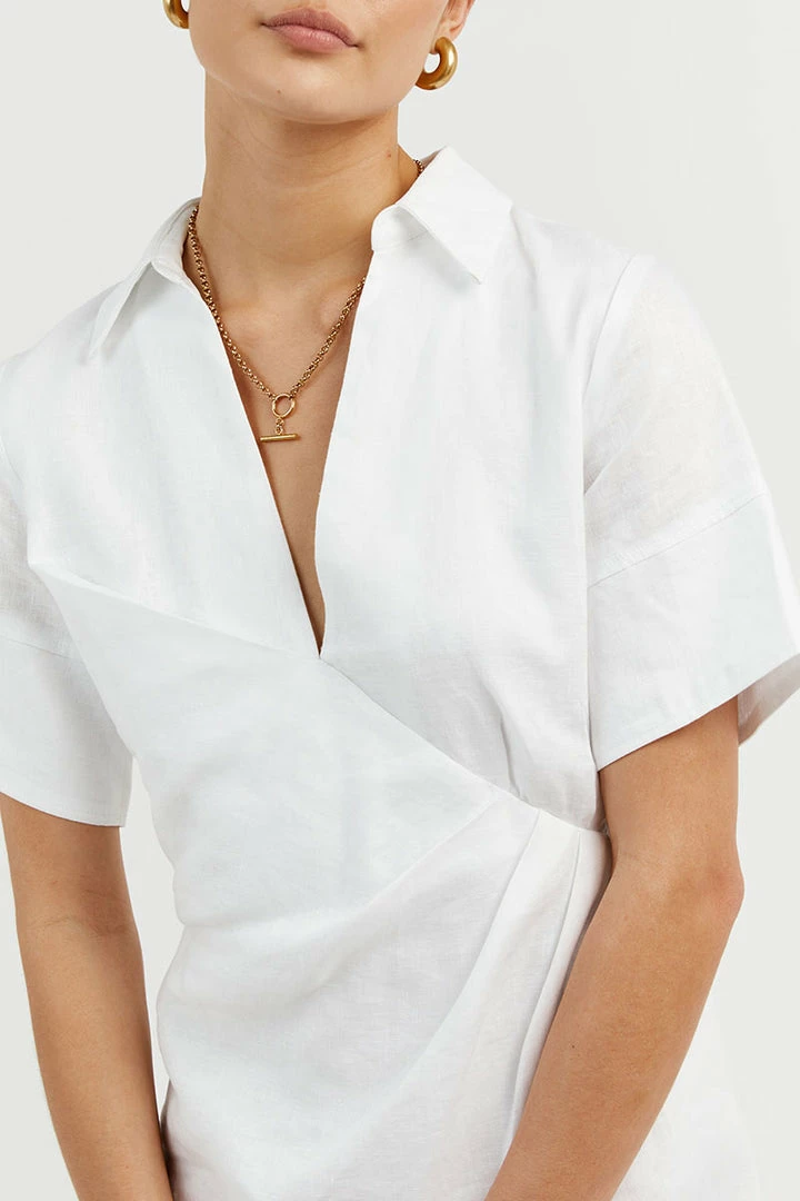 Budget โ๏ธ DISSH Boutiques BILLIE WHITE LINEN MINI ๐ DRESS CLOTHING ๐ 6 DISSH Boutiques BILLIE WHITE LINEN MINI DRESS CLOTHING