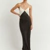 DISSH Boutiques SEREN BLACK TWO TONE MIDI DRESS
