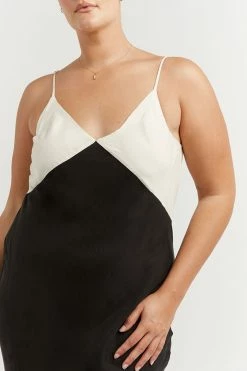 DISSH Boutiques SEREN BLACK TWO TONE MIDI DRESS