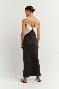 DISSH Boutiques SEREN BLACK TWO TONE MIDI DRESS