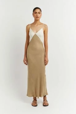 DISSH Boutiques CLOTHING SEREN GOLD TWO TONE MIDI DRESS