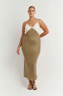 DISSH Boutiques CLOTHING SEREN GOLD TWO TONE MIDI DRESS