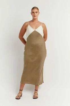 DISSH Boutiques CLOTHING SEREN GOLD TWO TONE MIDI DRESS