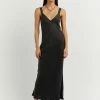 DISSH Boutiques CLOTHING KENDALL BLACK SLIP MIDI DRESS