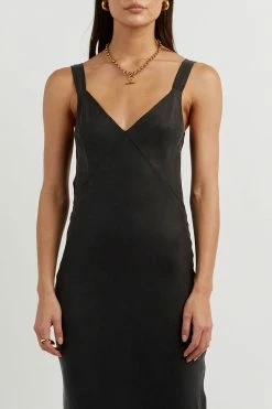 DISSH Boutiques CLOTHING KENDALL BLACK SLIP MIDI DRESS