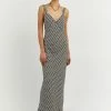 DISSH Boutiques CLOTHING FAME BLACK WHITE GEO SLIP DRESS