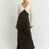 DISSH Boutiques SEREN BLACK TWO TONE SLEEVED DRESS