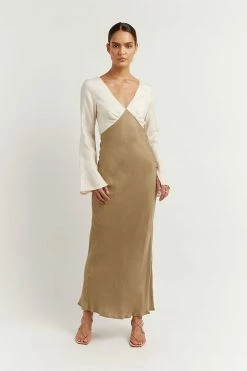 DISSH Boutiques CLOTHING SEREN GOLD TWO TONE SLEEVED DRESS