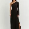 DISSH Boutiques CLOTHING SASHA BLACK ONE SHOULDER LONG DRESS