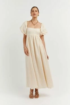 DISSH Boutiques MONTY BUTTER LINEN MIDI DRESS CLOTHING
