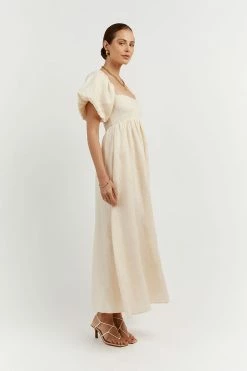 DISSH Boutiques MONTY BUTTER LINEN MIDI DRESS CLOTHING
