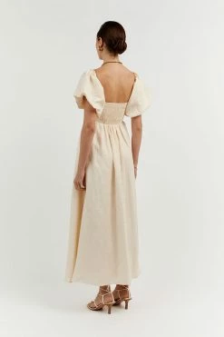DISSH Boutiques MONTY BUTTER LINEN MIDI DRESS CLOTHING
