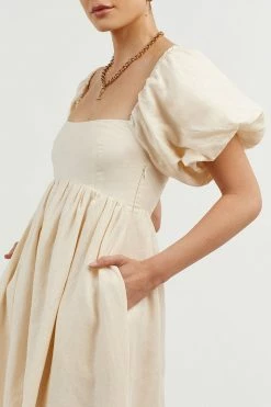 DISSH Boutiques MONTY BUTTER LINEN MIDI DRESS CLOTHING