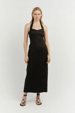 DISSH Boutiques WILLOW BLACK HALTER LONG DRESS CLOTHING
