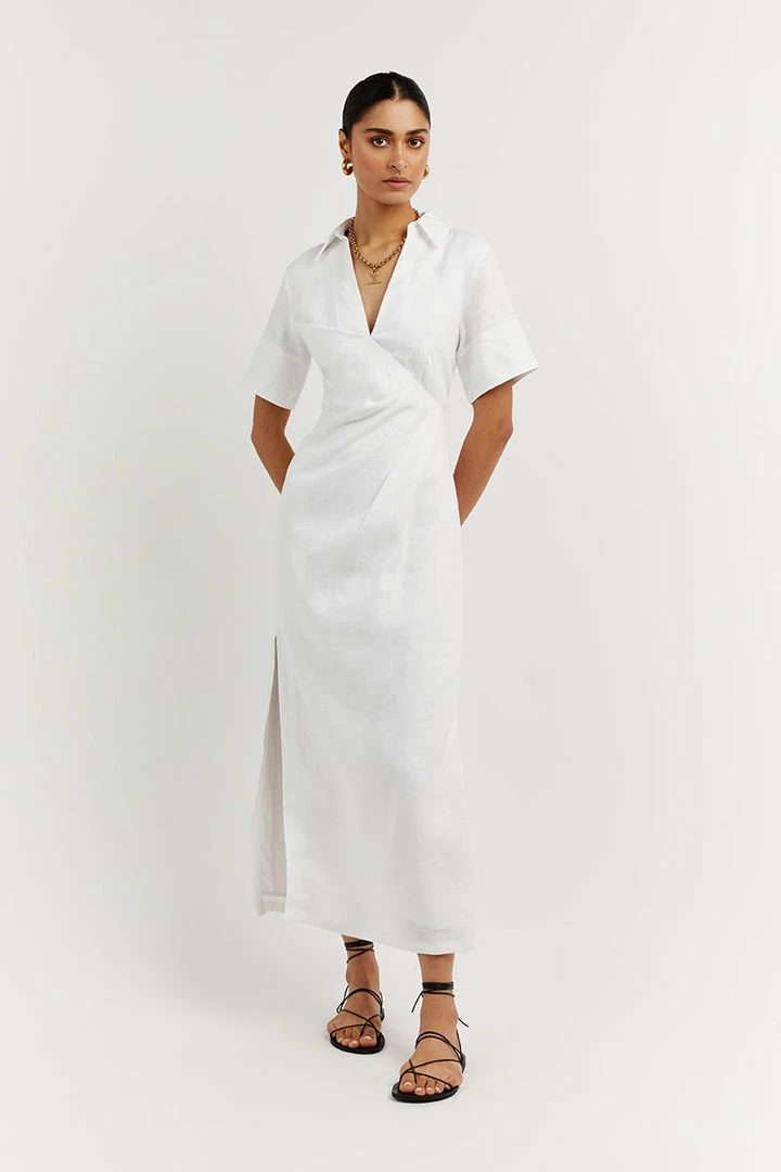 Outlet ๐ DISSH Boutiques BILLIE WHITE LINEN MIDI ๐ DRESS โ 2 DISSH Boutiques BILLIE WHITE LINEN MIDI DRESS