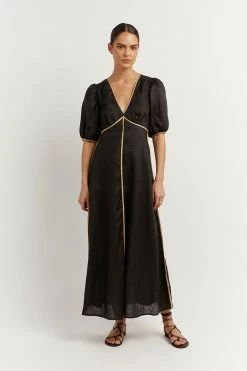 DISSH Boutiques CLOTHING LUCIA BOW LONGLINE BLACK DRESS