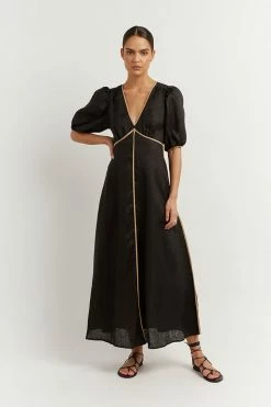 DISSH Boutiques CLOTHING LUCIA BOW LONGLINE BLACK DRESS